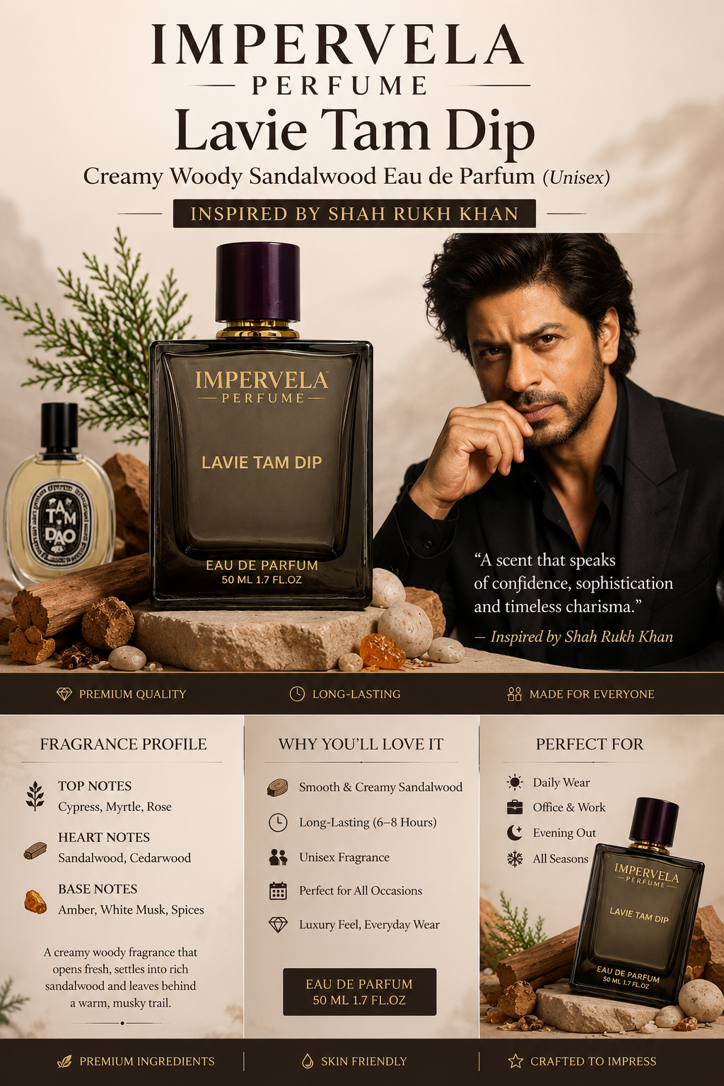 Lavie Tam Dip – Sandalwood EDP (Unisex) | Inspired by Shah Rukh Khan